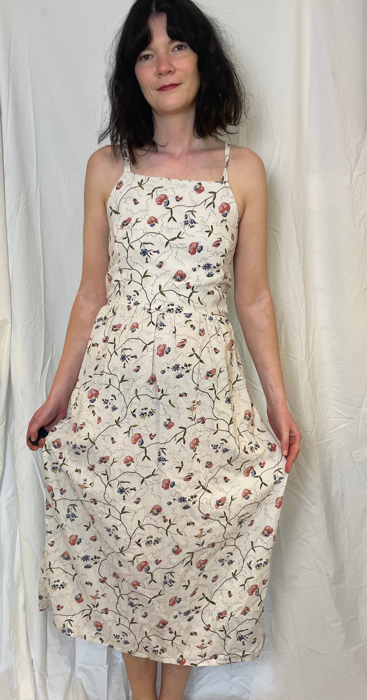 Zarah Handmade White Floral Cotton Tie Back Maxi Dress - Up To Size 14