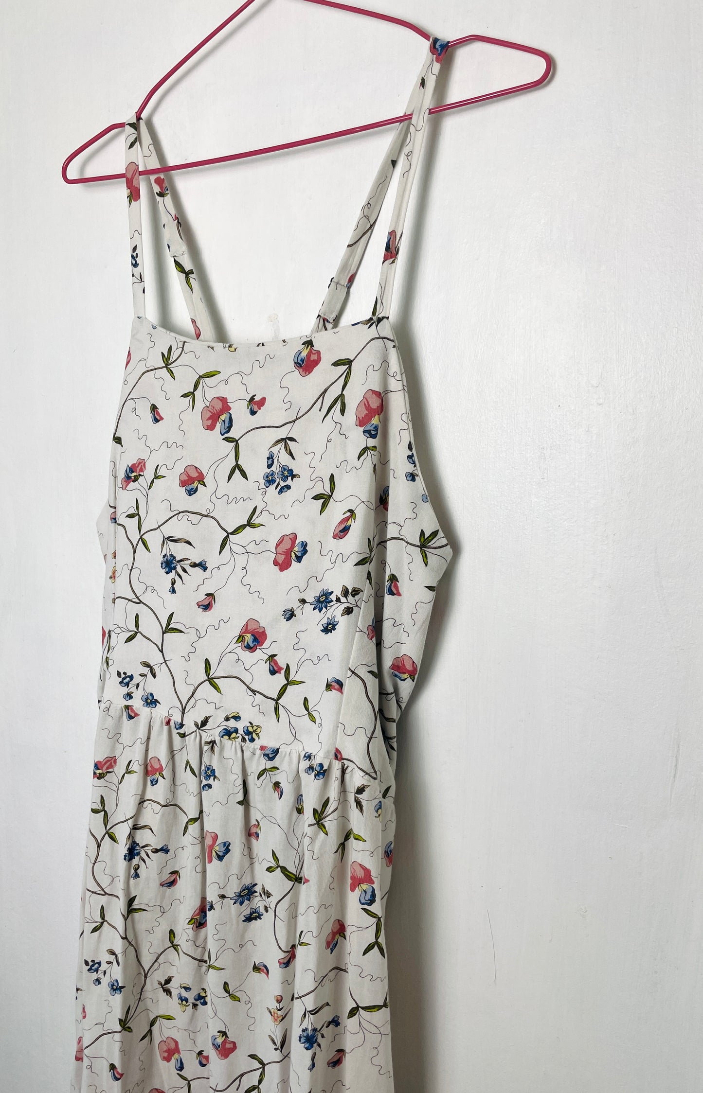 Zarah Handmade White Floral Cotton Tie Back Maxi Dress - Up To Size 14