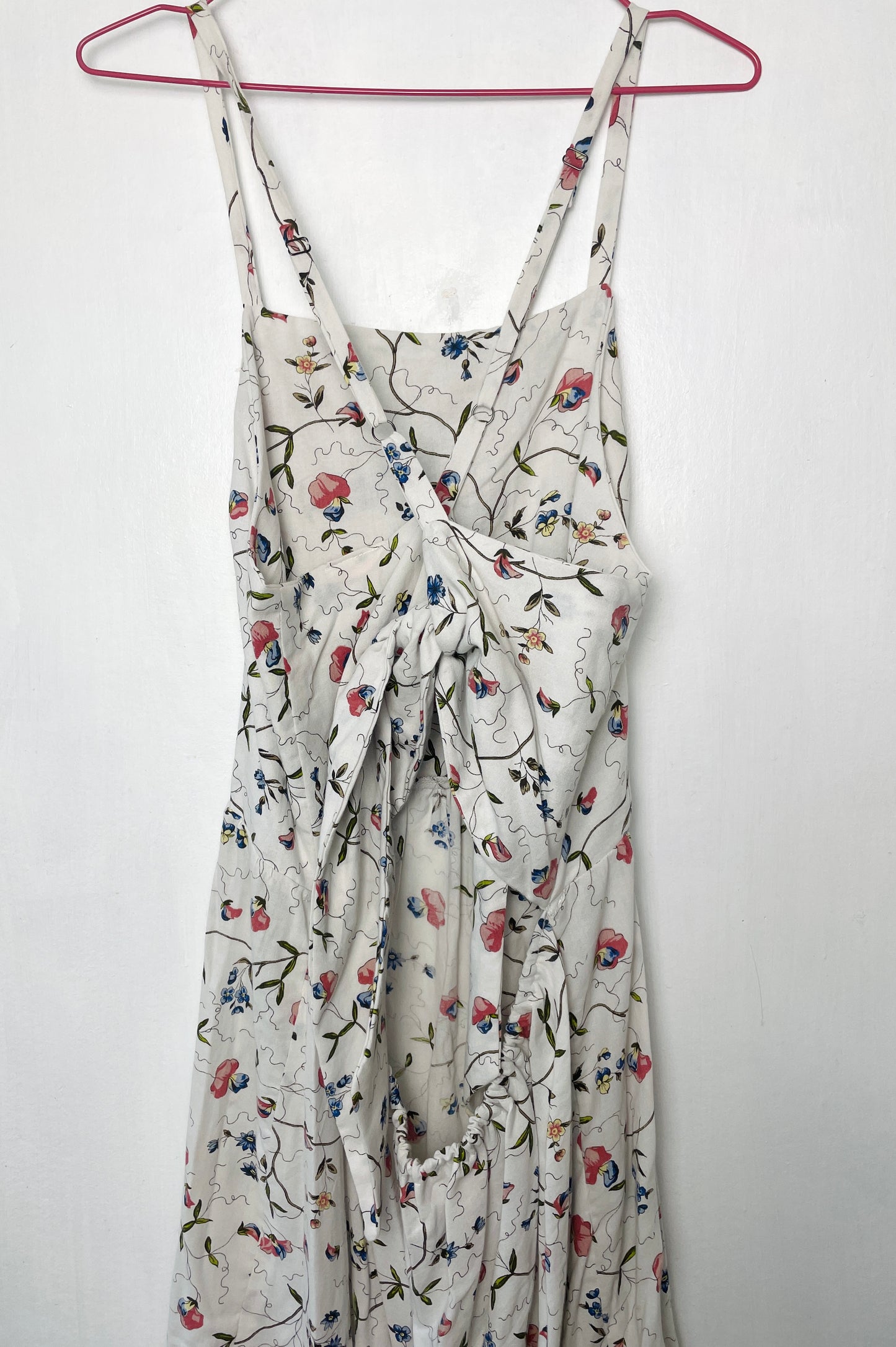 Zarah Handmade White Floral Cotton Tie Back Maxi Dress - Up To Size 14