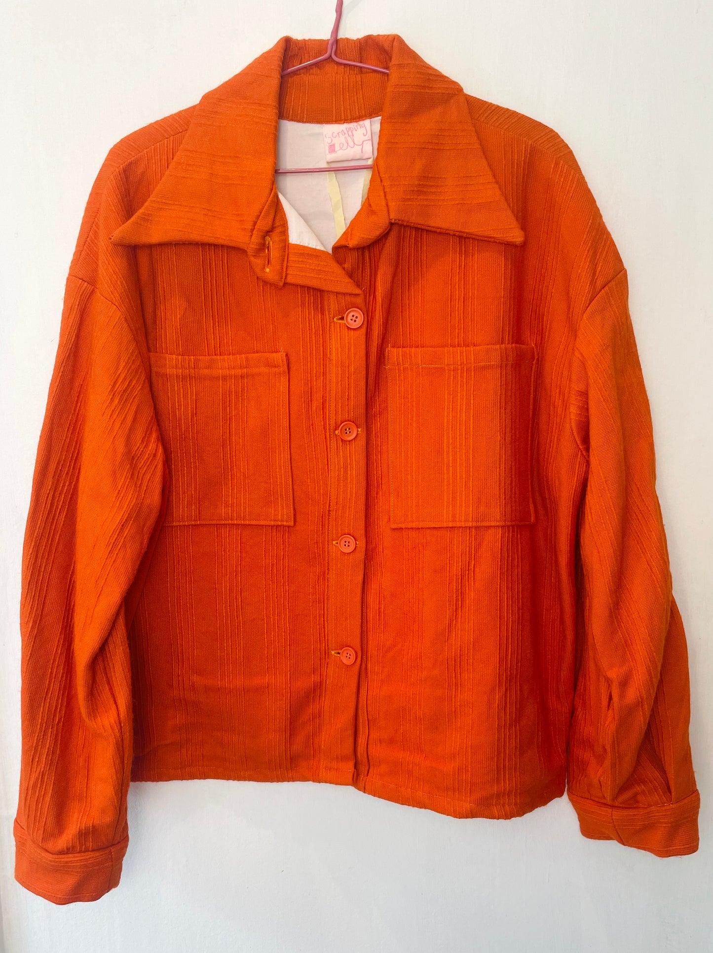 Ellen Handmade Orange Textured Shirt Jacket - Up To Size 14