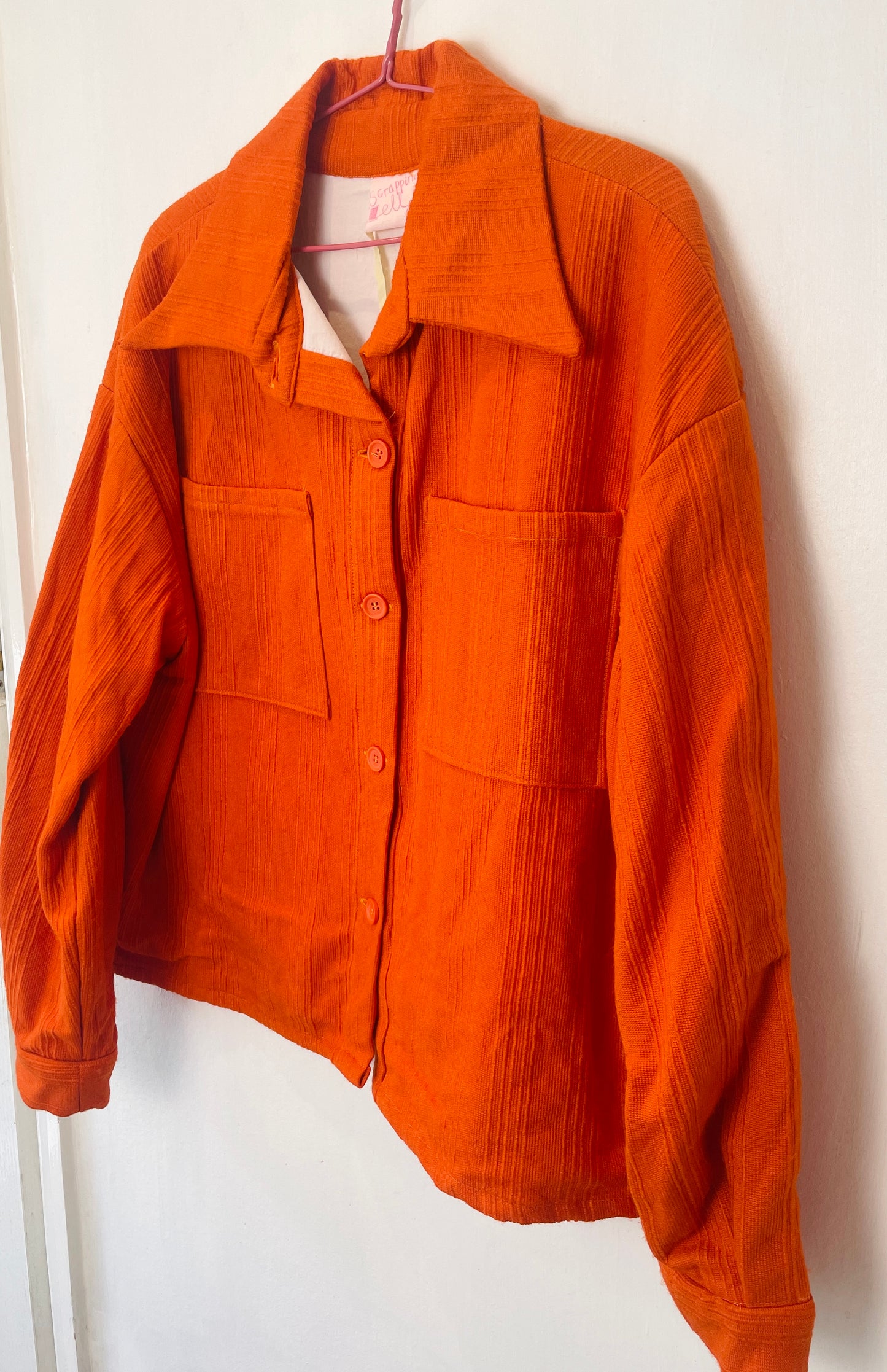 Ellen Handmade Orange Textured Shirt Jacket - Up To Size 14