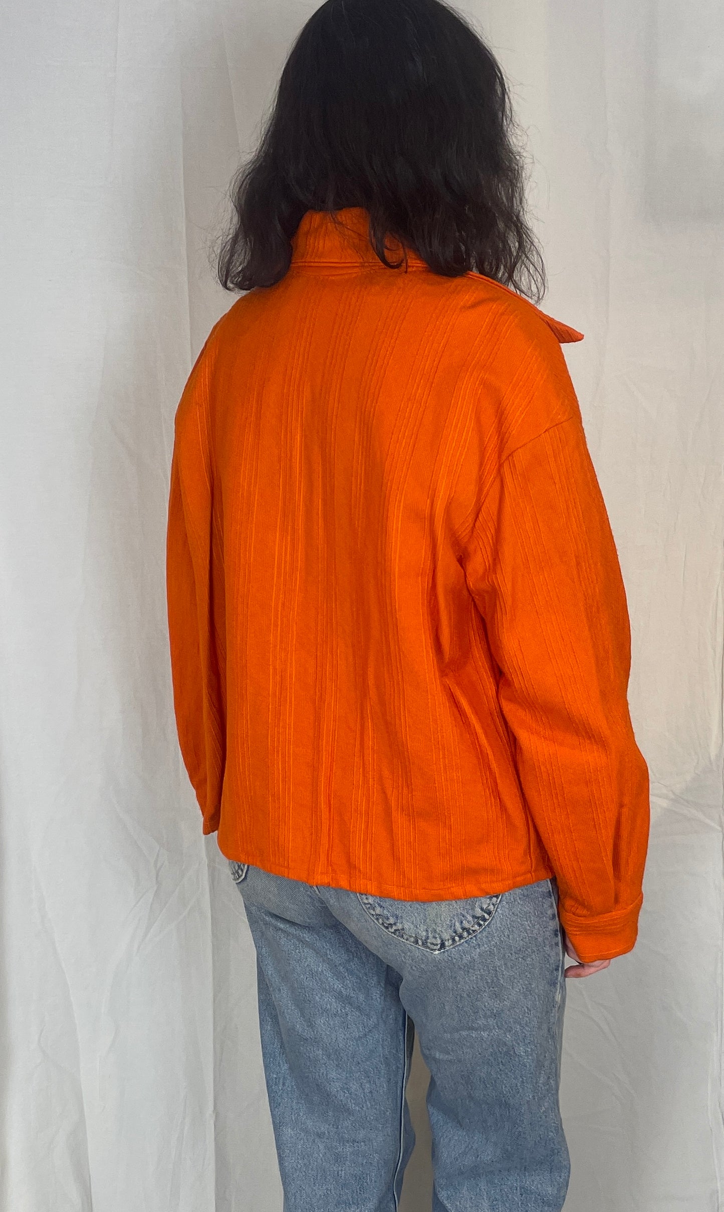 Ellen Handmade Orange Textured Shirt Jacket - Up To Size 14