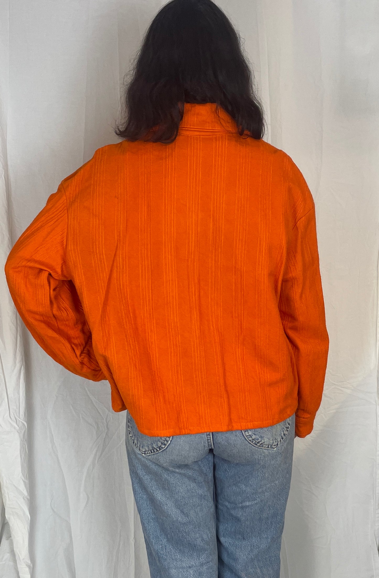 Ellen Handmade Orange Textured Shirt Jacket - Up To Size 14