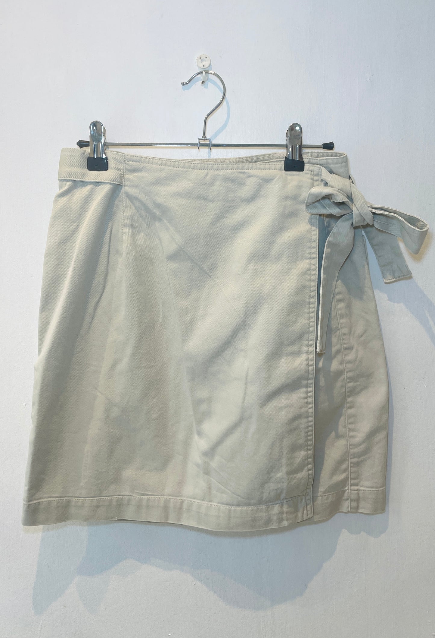 Vintage 90s Beige Denim Mini Wrap Skirt - Size 8