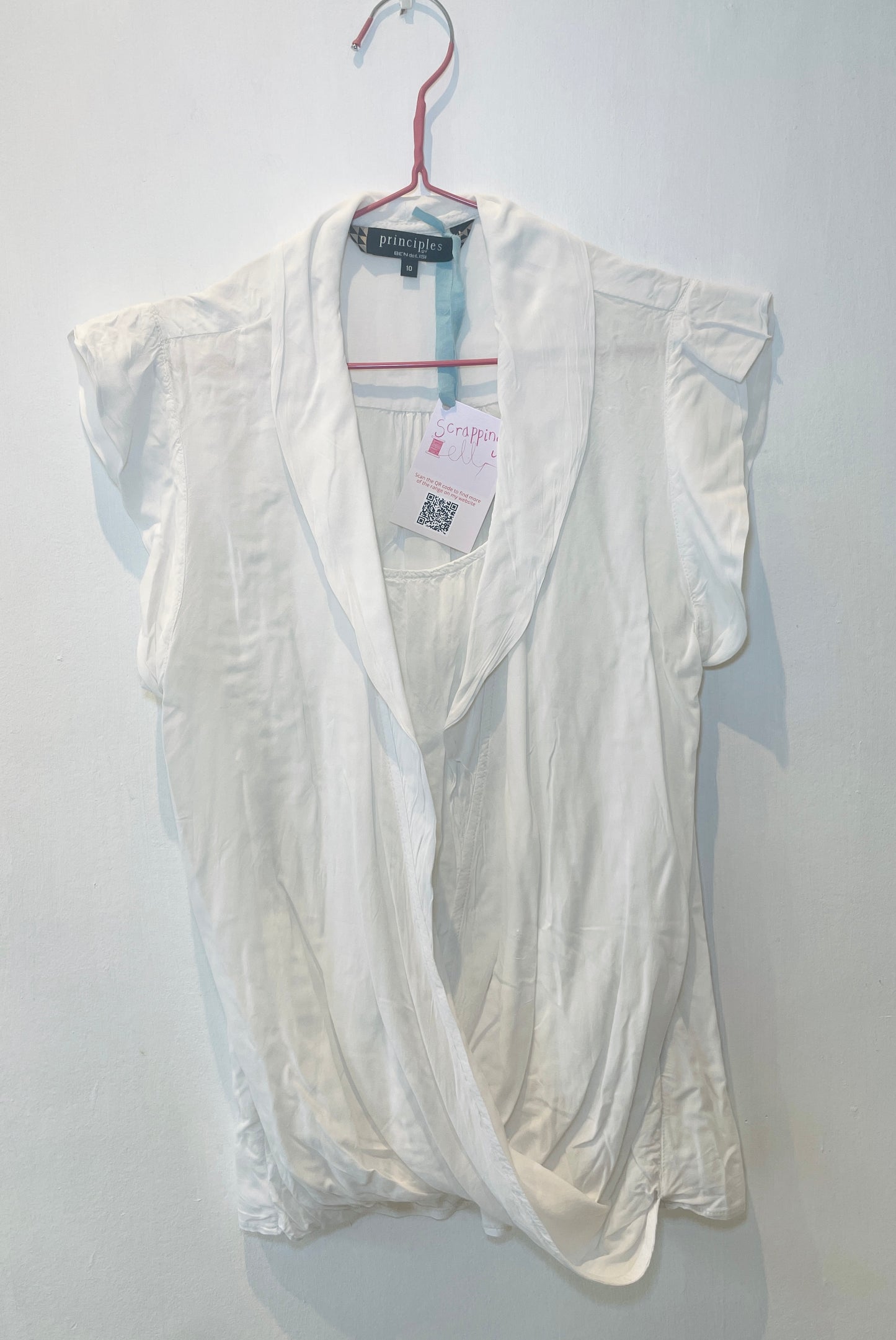 Vintage Y2K White Cross Front Bubble Hem Sleeveless Blouse - Up To Size 10