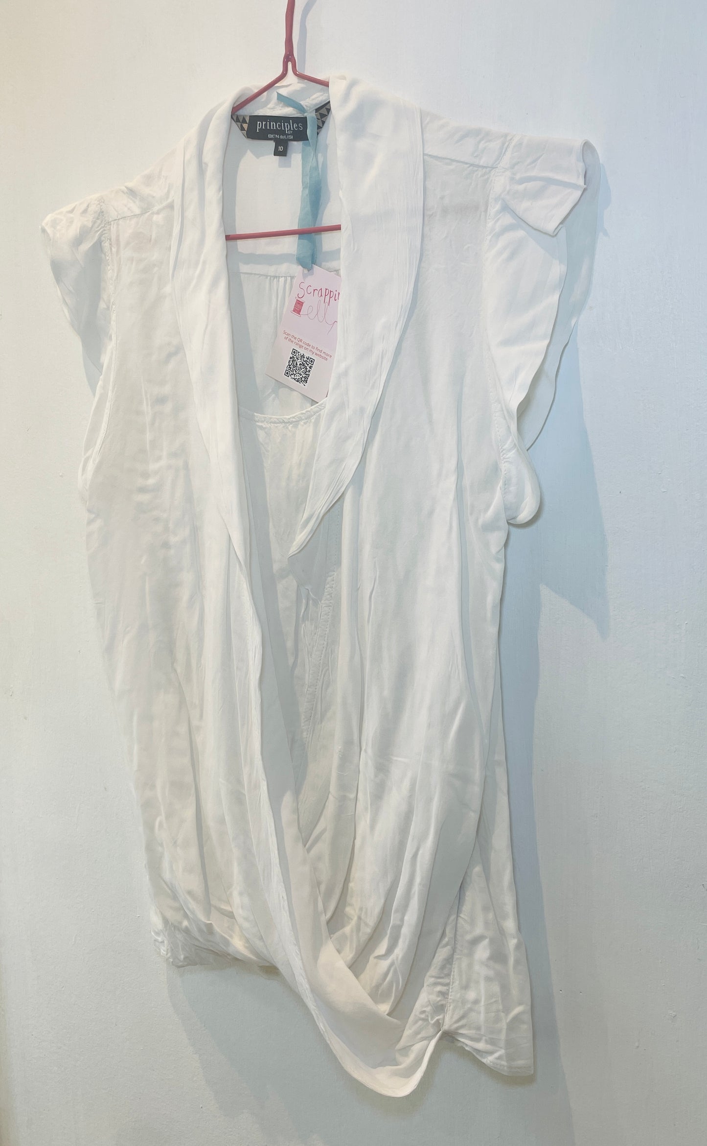 Vintage Y2K White Cross Front Bubble Hem Sleeveless Blouse - Up To Size 10