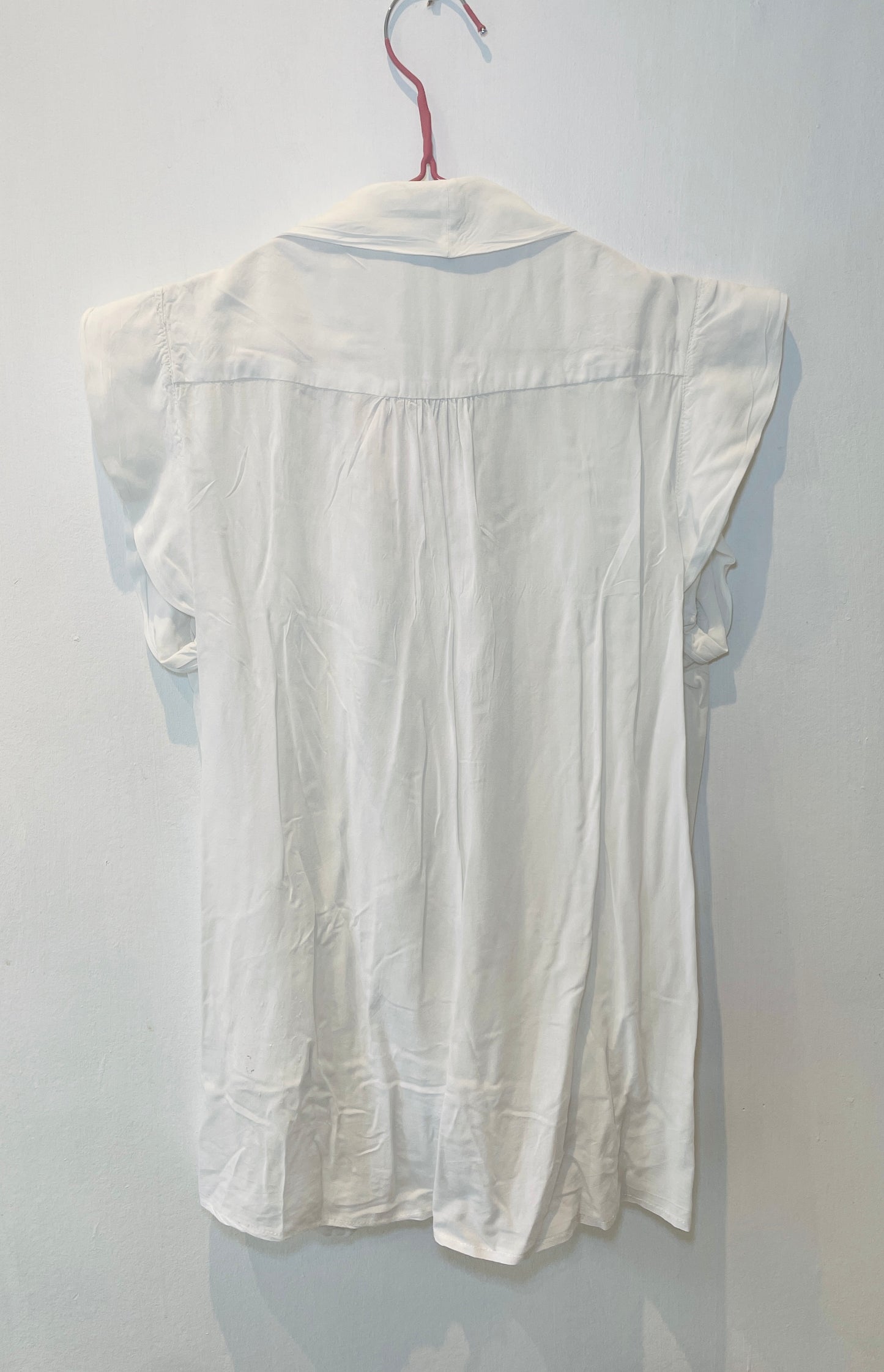 Vintage Y2K White Cross Front Bubble Hem Sleeveless Blouse - Up To Size 10