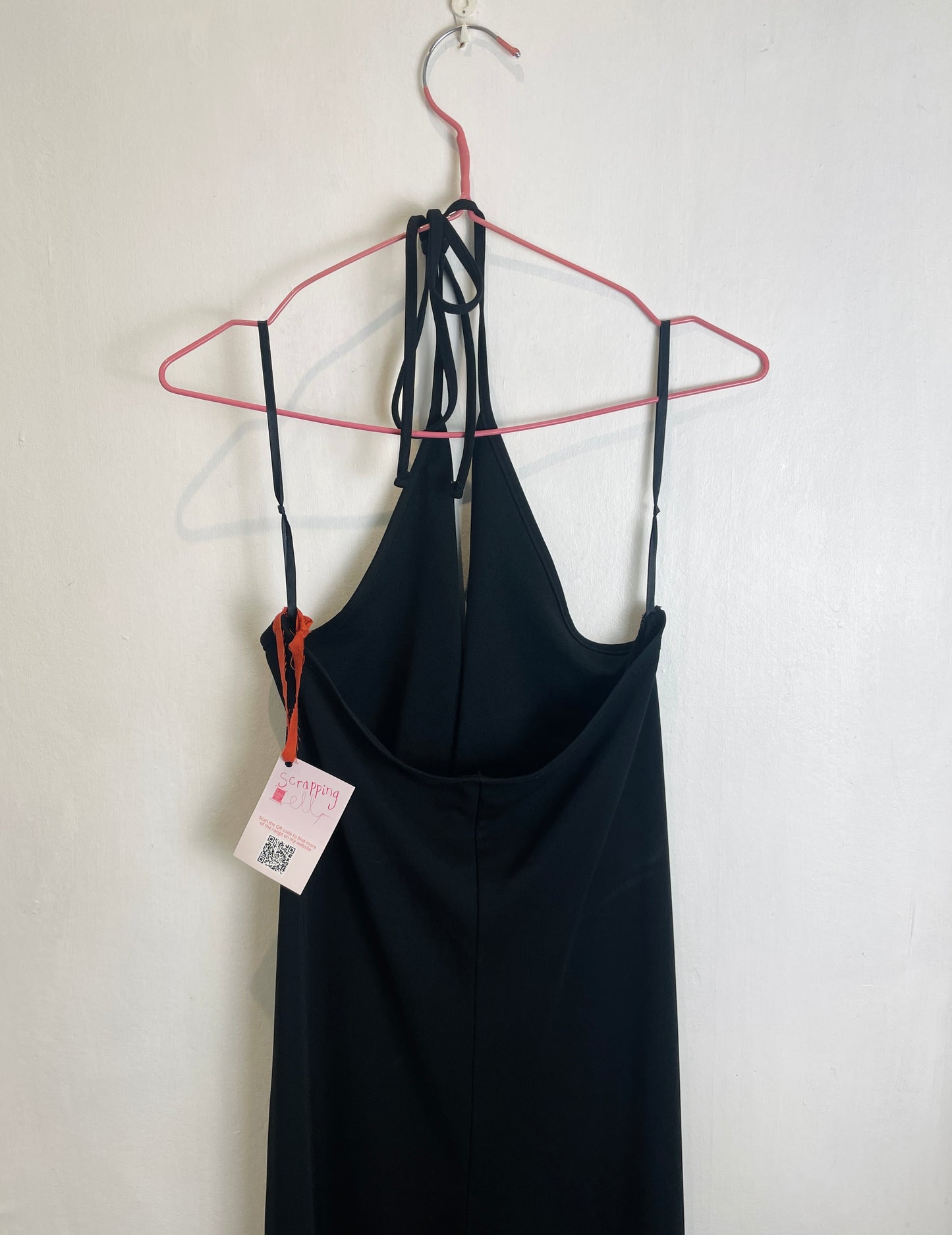 Vintage Y2K Black Halterneck Flared Jumpsuit with Diamante Buckle - Size 12