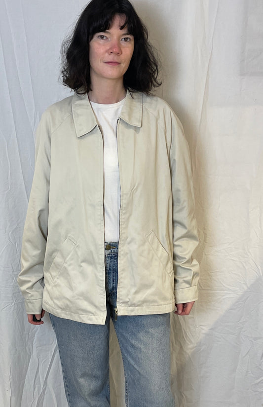 Vintage 90s Mens Beige Canvas Zip Up Jacket - Size L