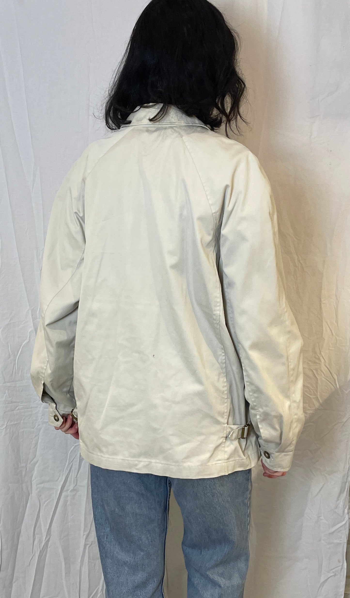 Vintage 90s Mens Beige Canvas Zip Up Jacket - Size L