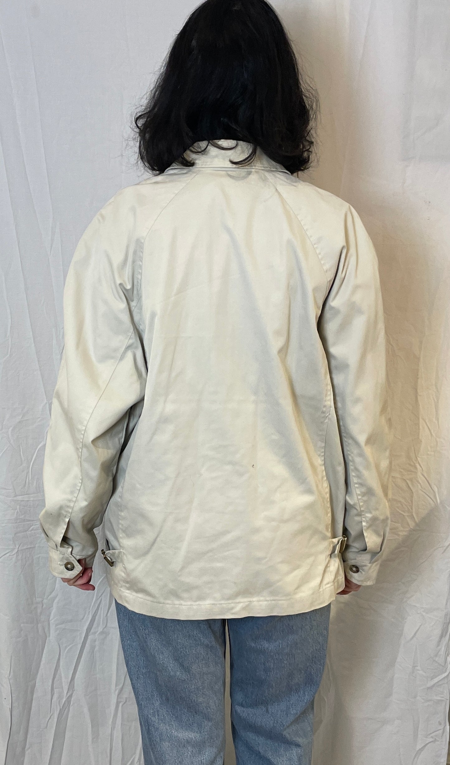 Vintage 90s Mens Beige Canvas Zip Up Jacket - Size L