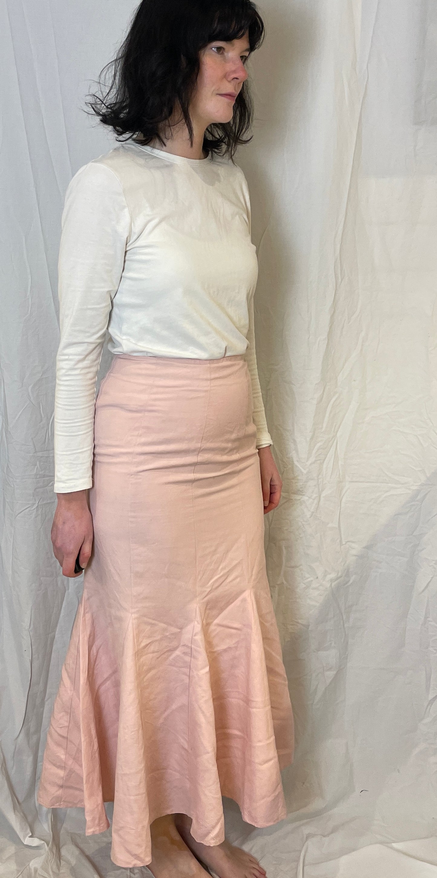 Vintage 90s Pale Pink Silk Blend Mermaid Maxi Skirt - Size 8