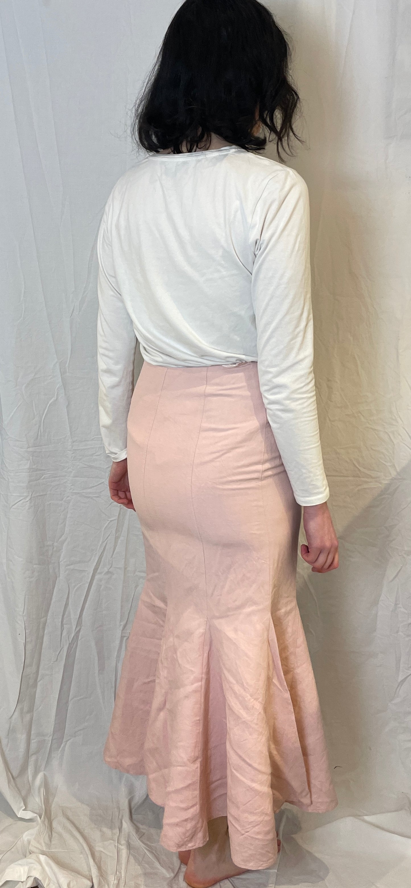 Vintage 90s Pale Pink Silk Blend Mermaid Maxi Skirt - Size 8