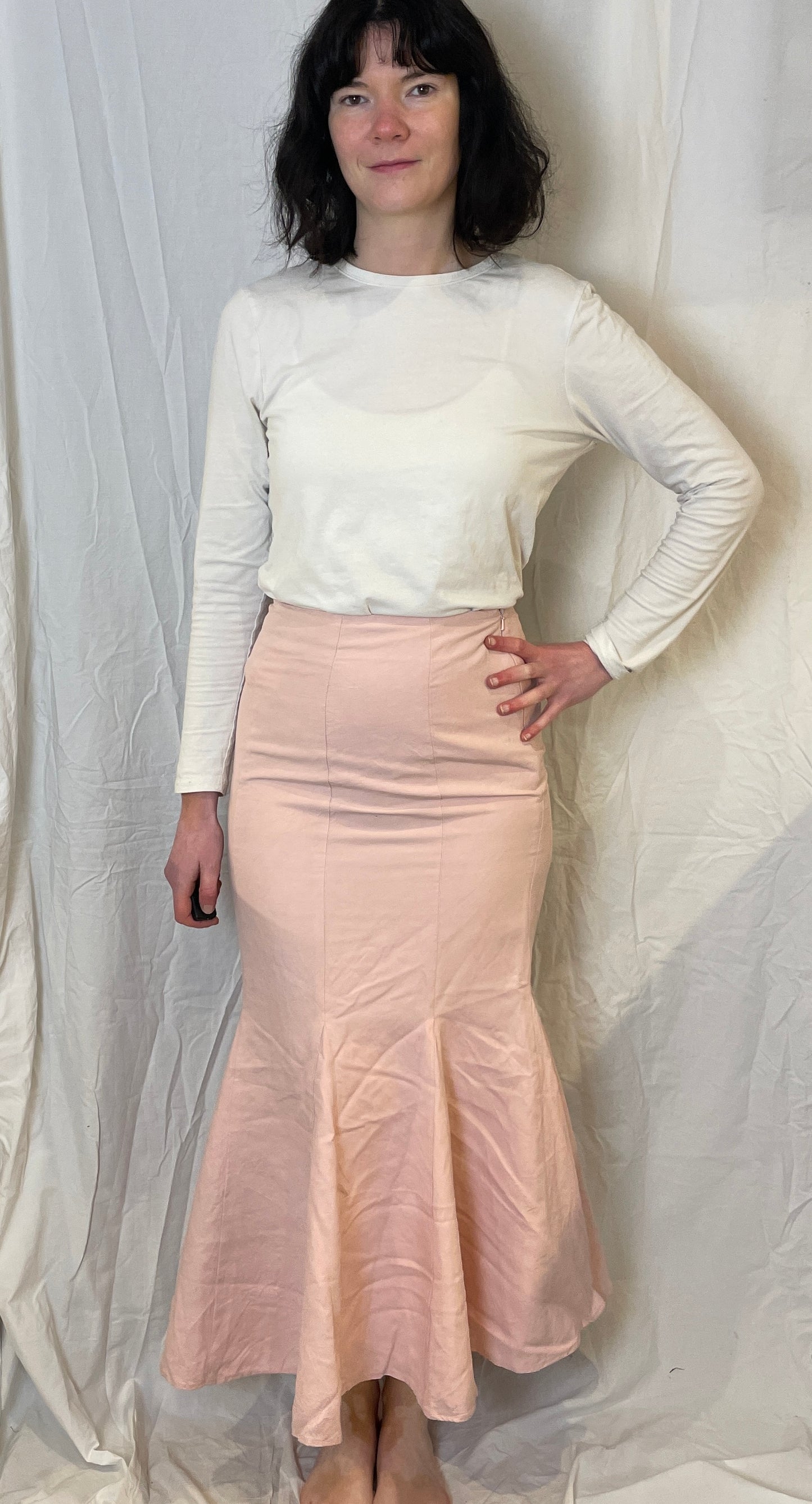 Vintage 90s Pale Pink Silk Blend Mermaid Maxi Skirt - Size 8