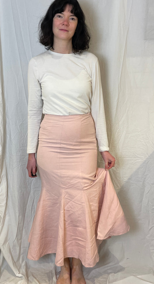 Vintage 90s Pale Pink Silk Blend Mermaid Maxi Skirt - Size 8