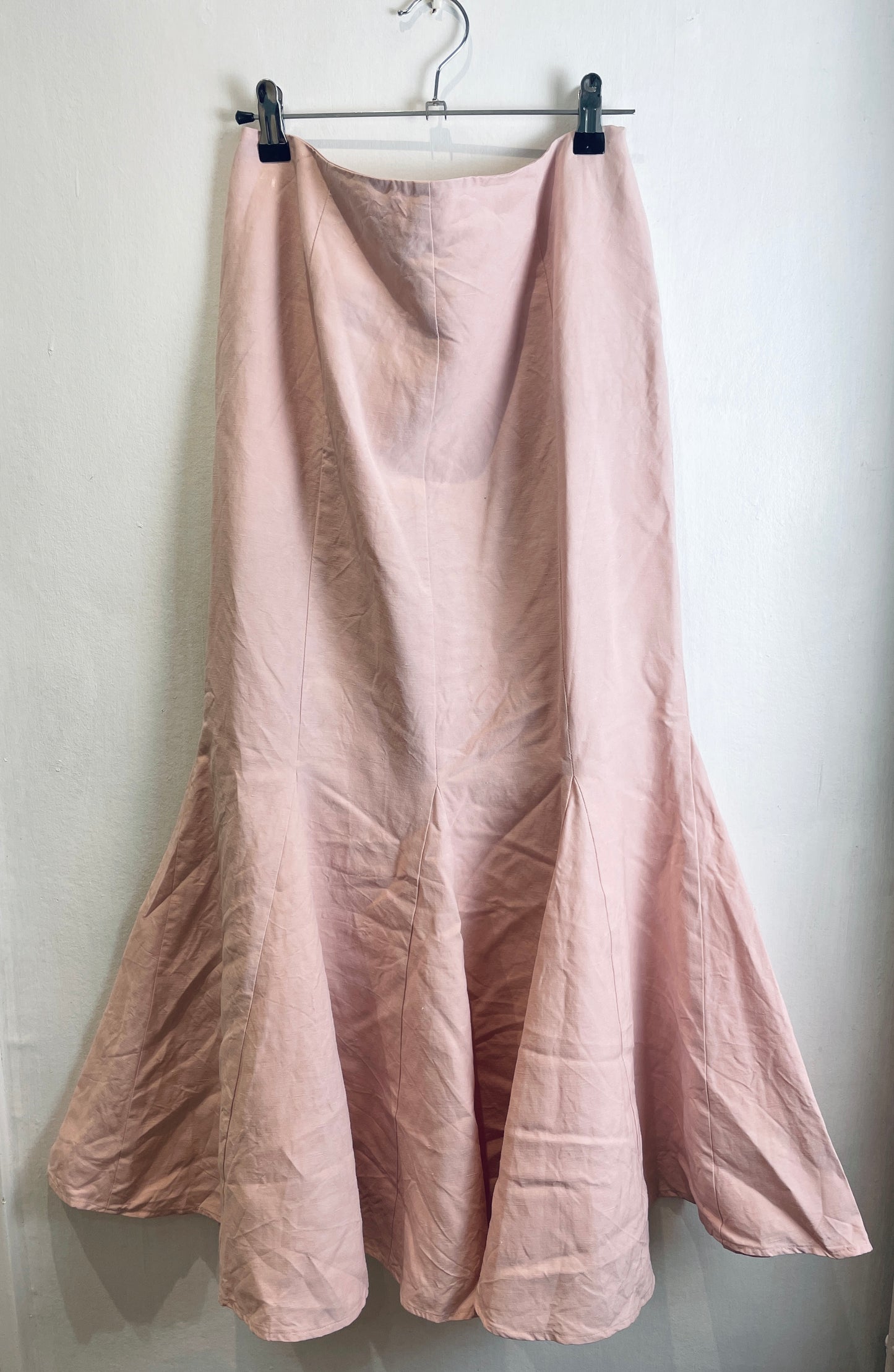 Vintage 90s Pale Pink Silk Blend Mermaid Maxi Skirt - Size 8