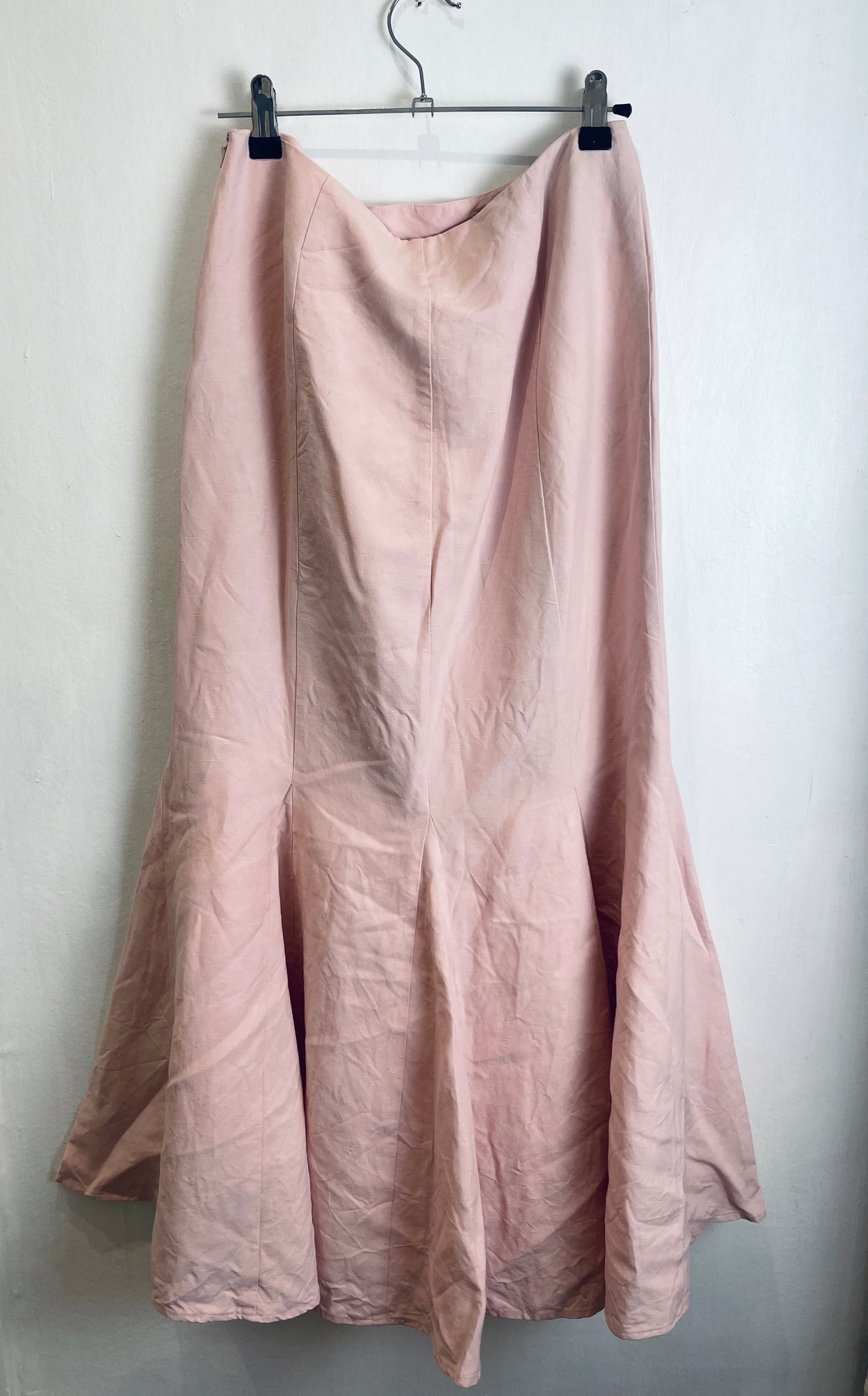 Vintage 90s Pale Pink Silk Blend Mermaid Maxi Skirt - Size 8