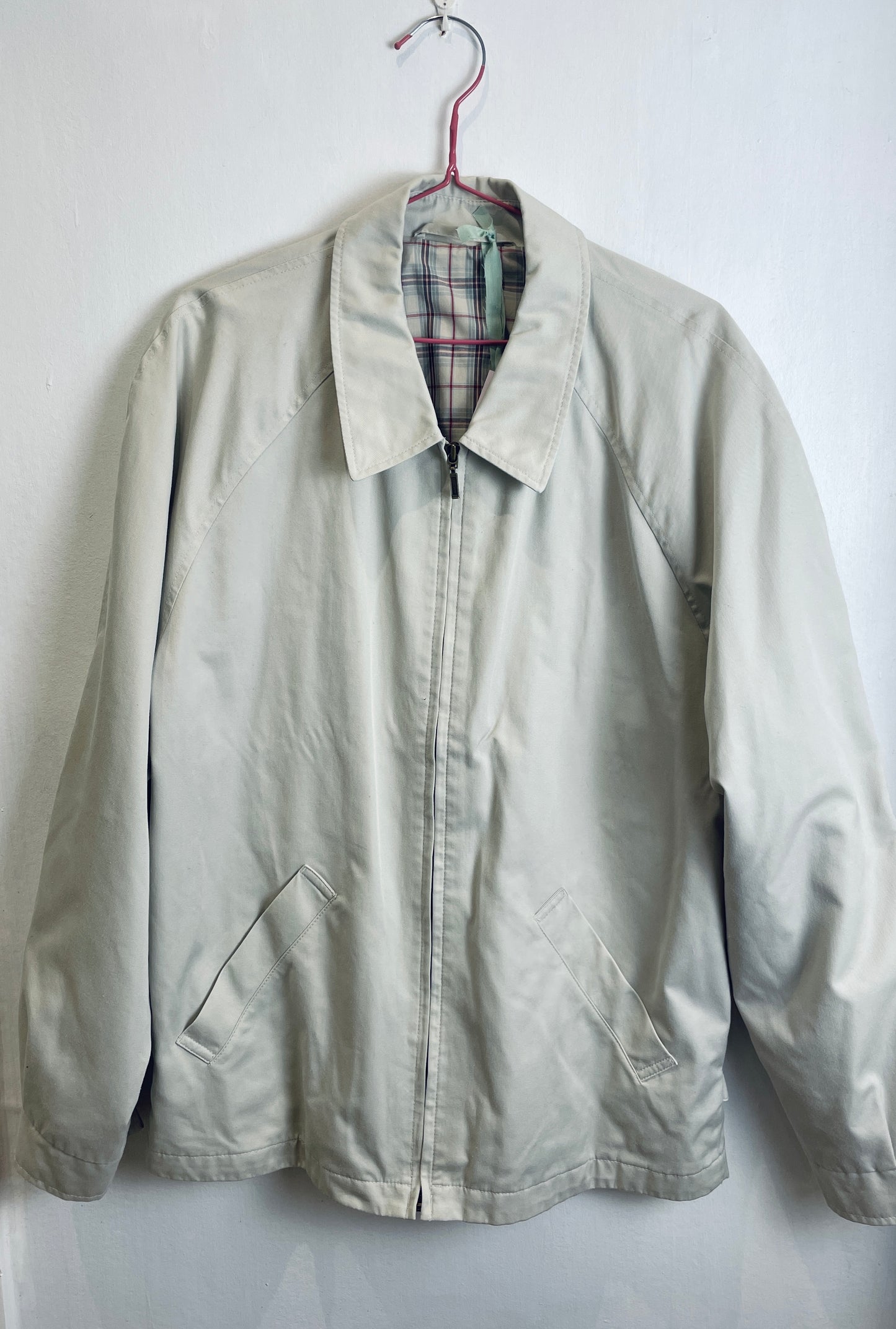 Vintage 90s Mens Beige Canvas Zip Up Jacket - Size L