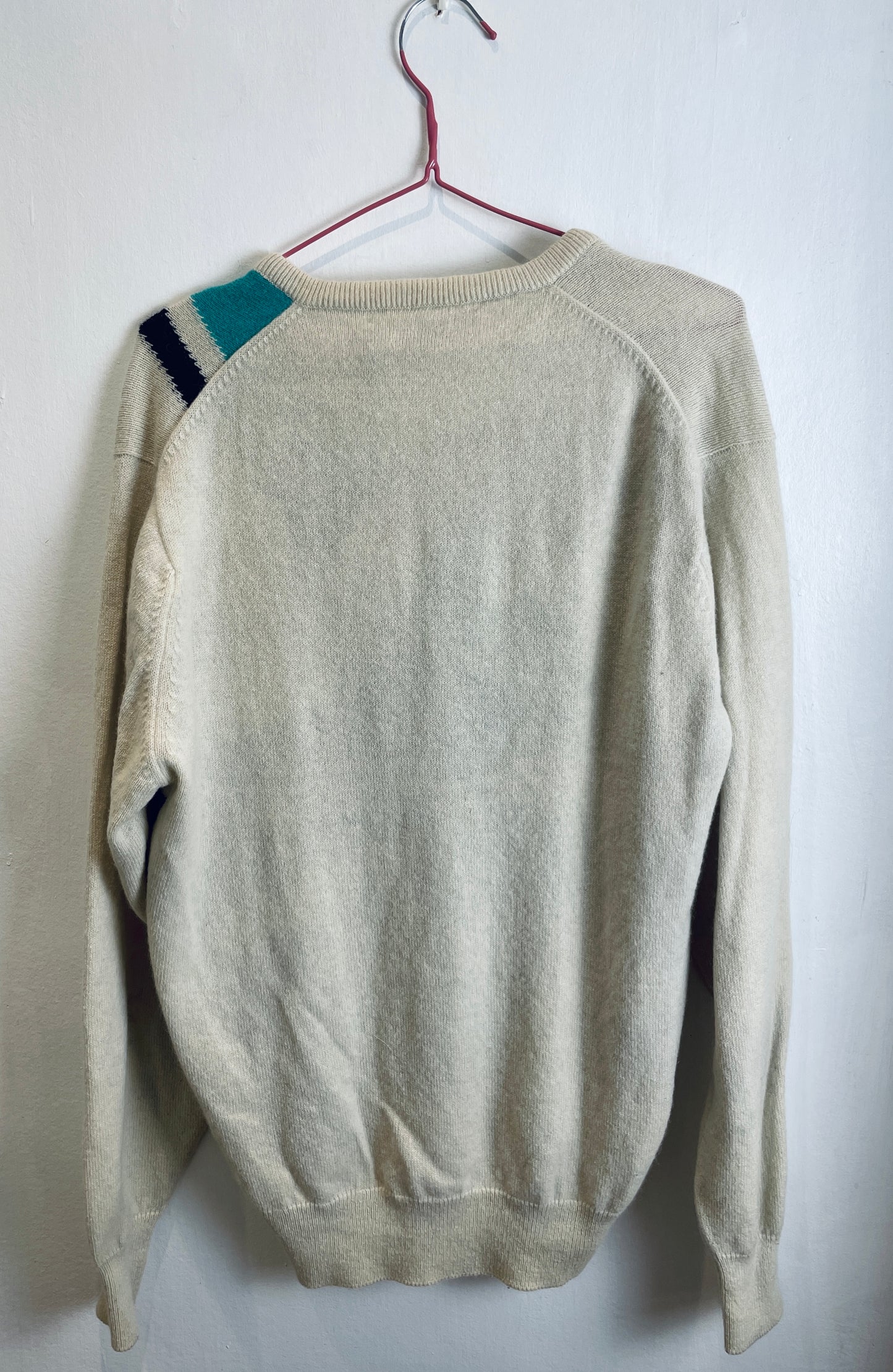 Vintage 80s Pringle White Retro Knitted Wool Jumper - Size M