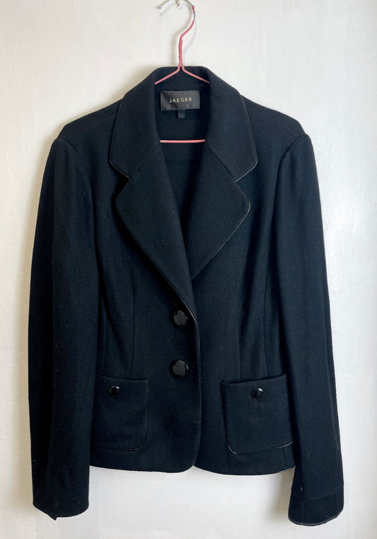 Vintage Y2K Jaeger Black Wool Blazer Jacket - Up To Size 12 - scrappingell