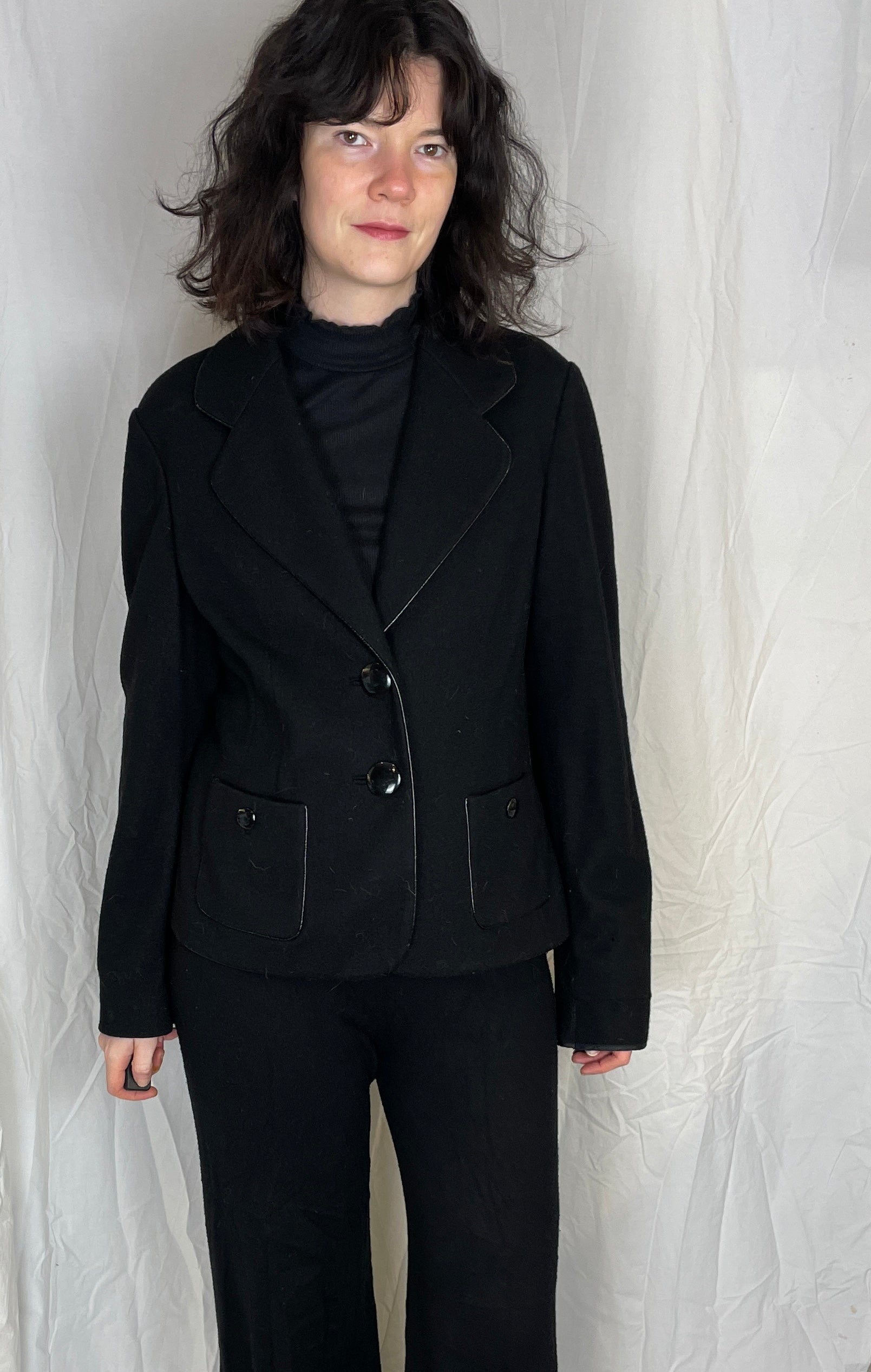 Vintage Y2K Jaeger Black Wool Blazer Jacket - Up To Size 12 - scrappingell