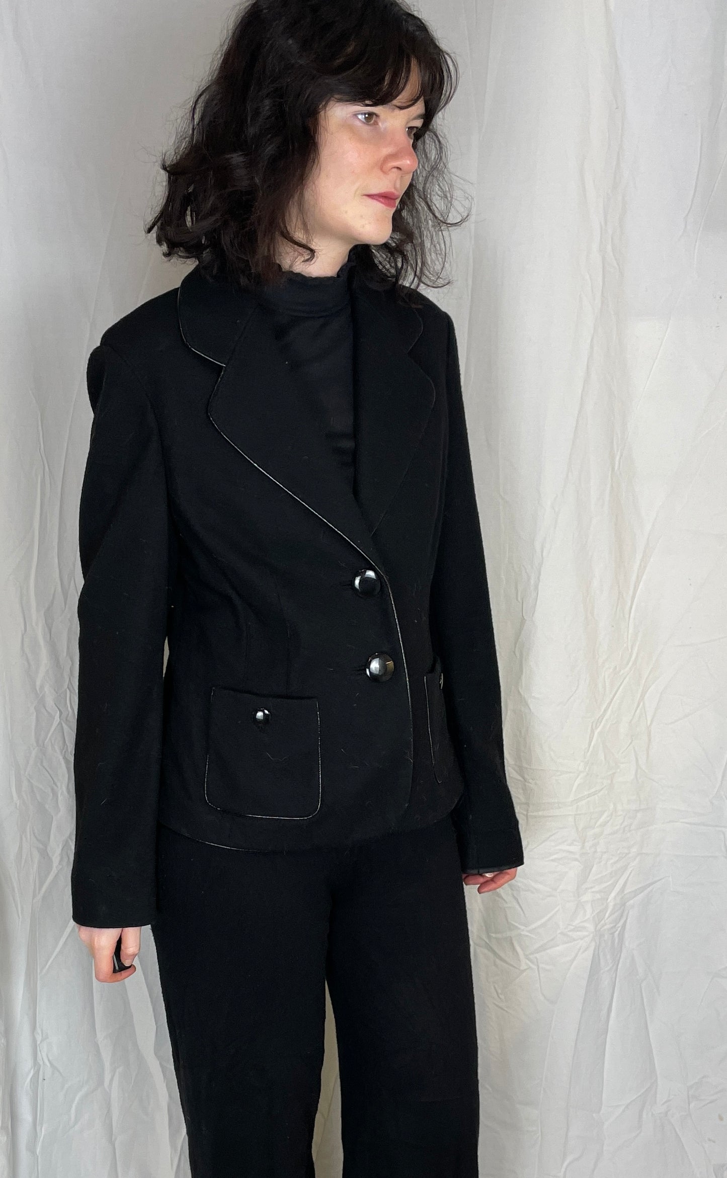 Vintage Y2K Jaeger Black Wool Blazer Jacket - Up To Size 12 - scrappingell