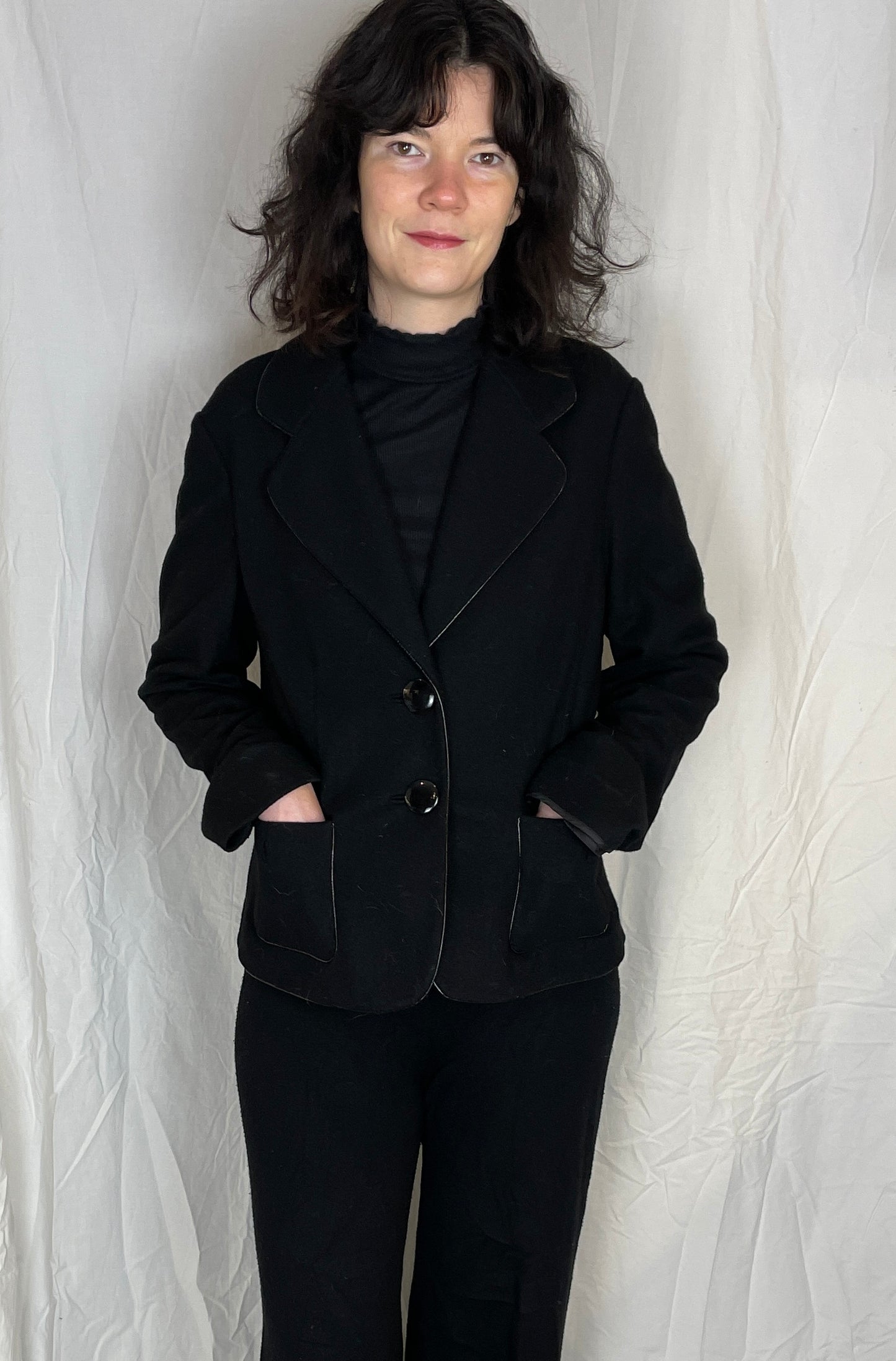 Vintage Y2K Jaeger Black Wool Blazer Jacket - Up To Size 12 - scrappingell