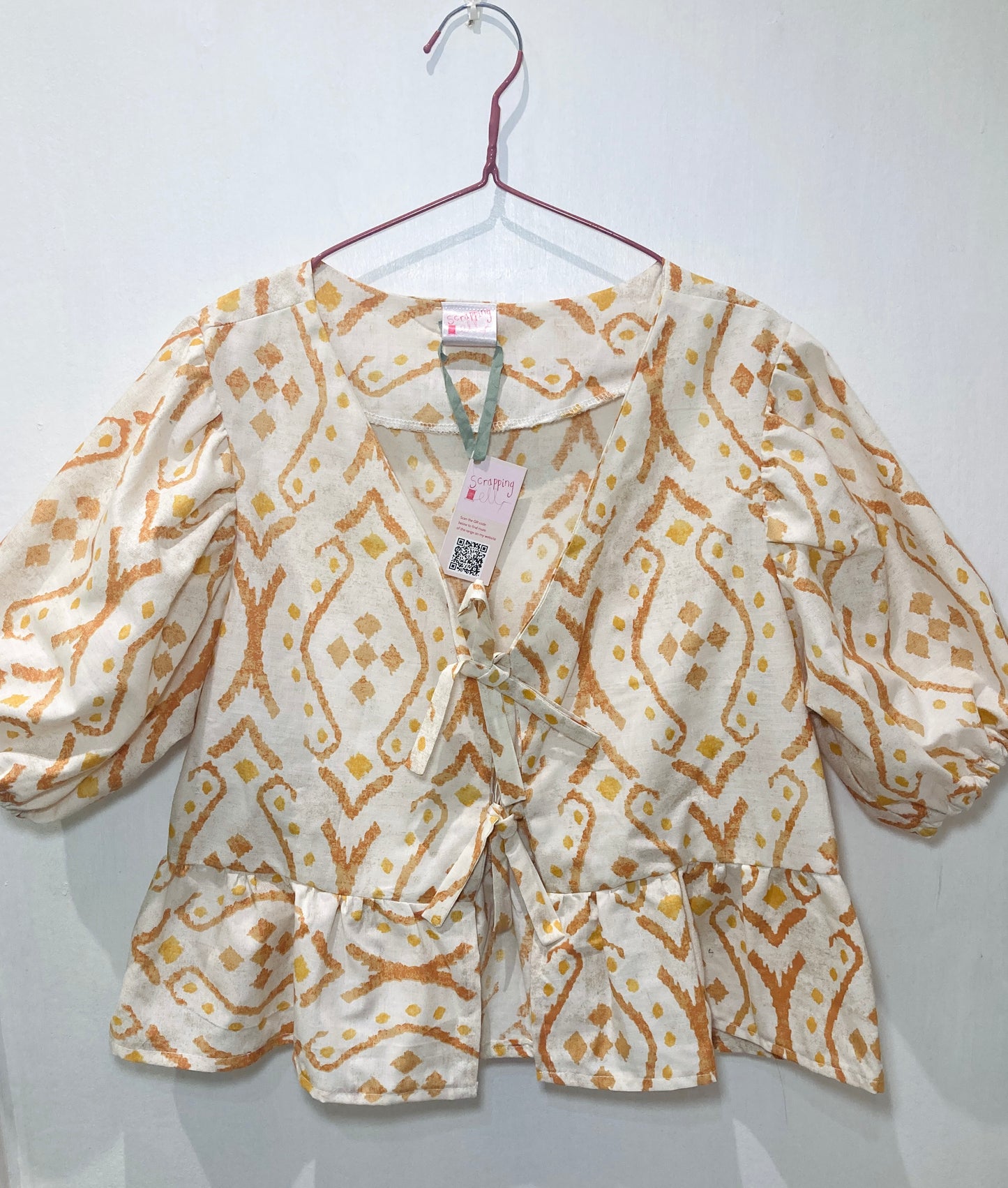 Ella Handmade Orange Tie Front Top and Shorts Co-ord Set - Size 14