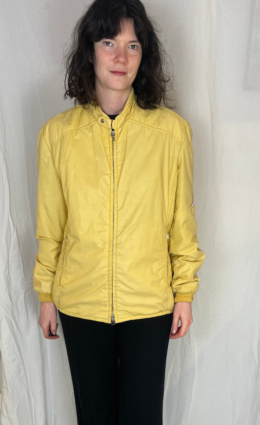 Vintage 80s Pale Yellow Ski Bomber Jacket - Up To Size 12