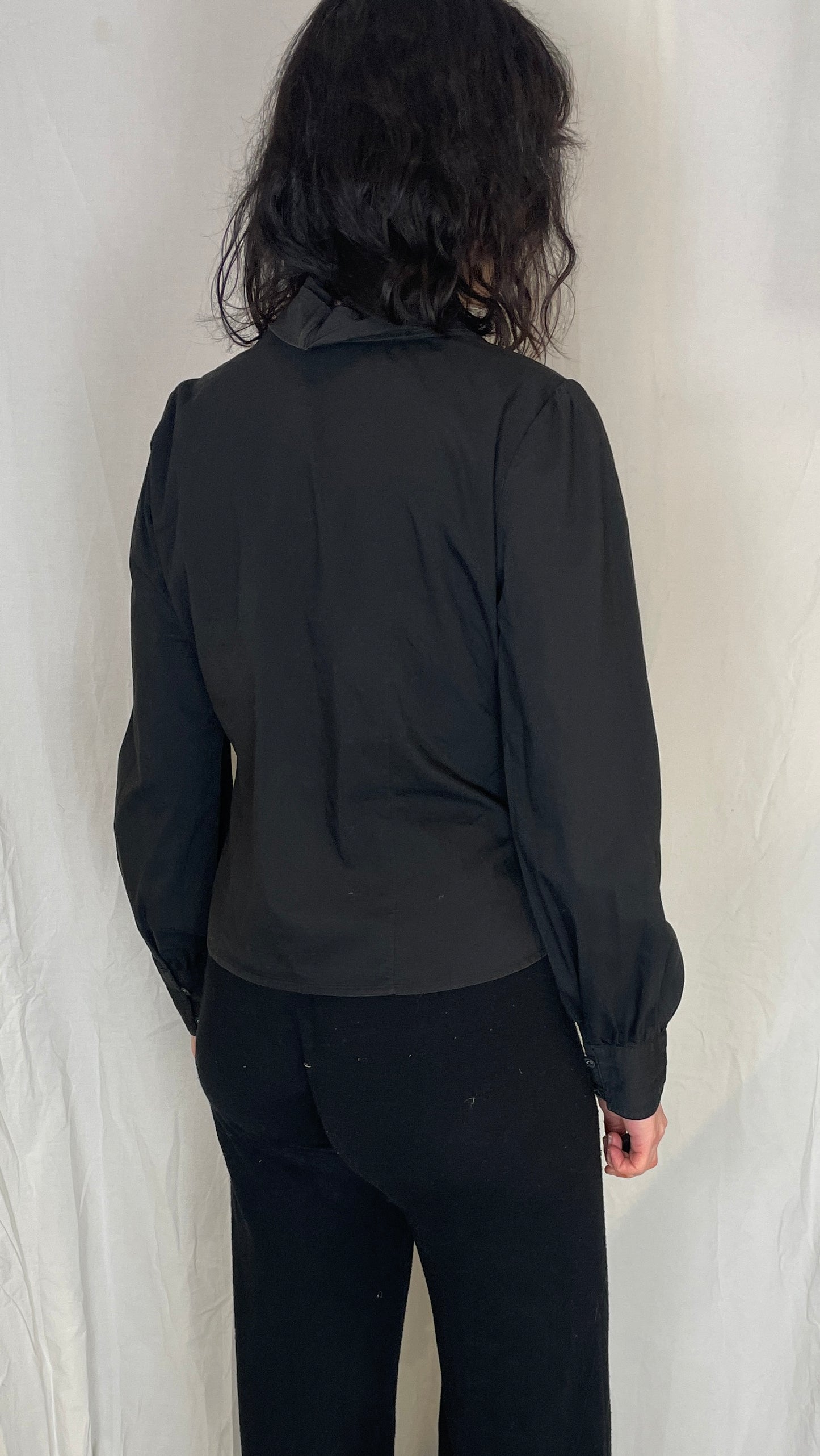 Vintage 90s Black Pleated Waist Blouse with Diamante Belt - Up To Size 12