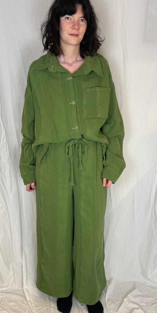 Ella Handmade Green Shirt and Straight Leg Trousers Co-ord Set - Up To Size 14