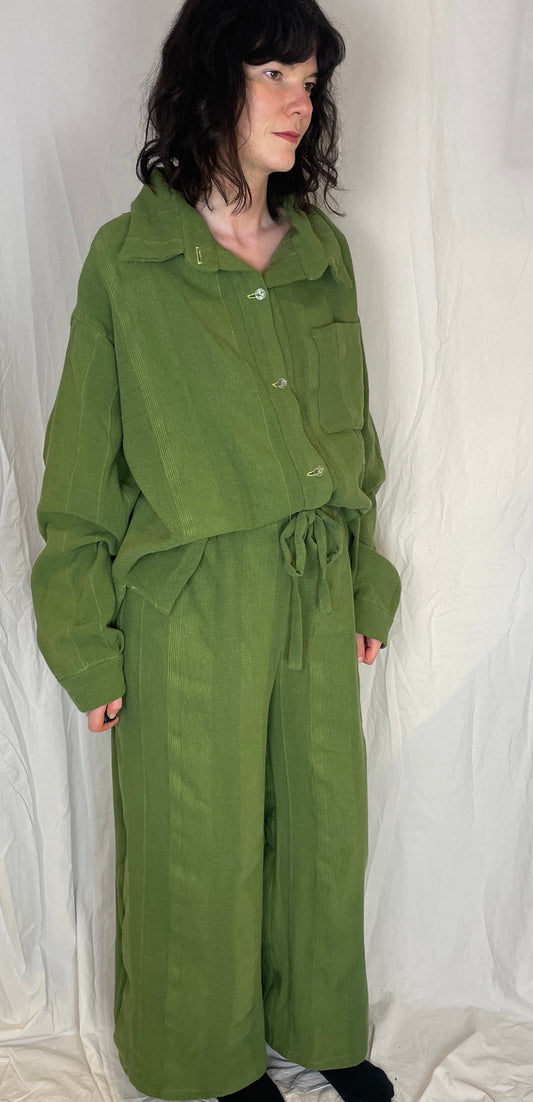 Ella Handmade Green Shirt and Straight Leg Trousers Co-ord Set - Up To Size 14
