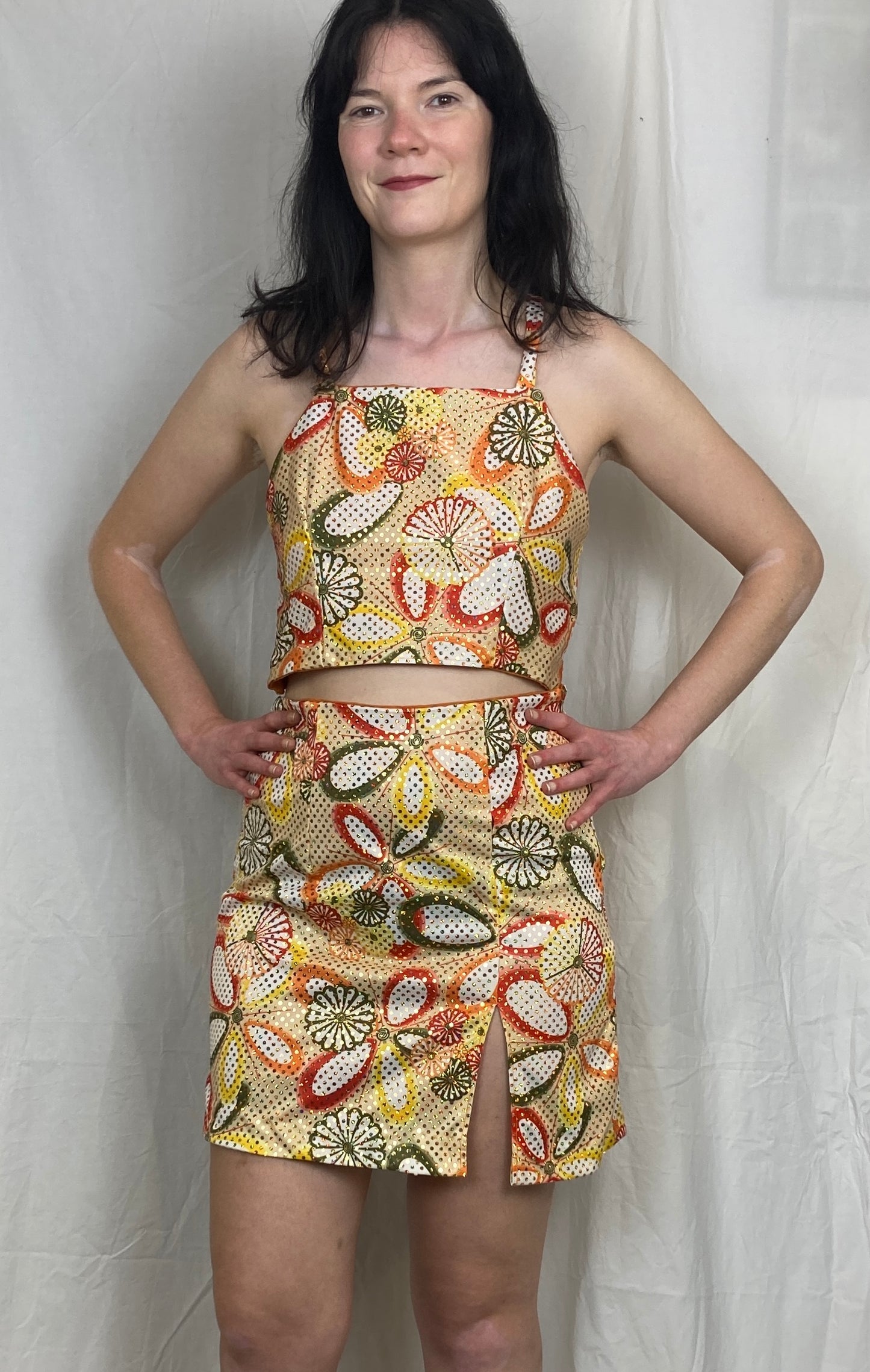 Zarah Handmade Sequin Crop Top and Mini Skirt Co-ord Set - Size 8
