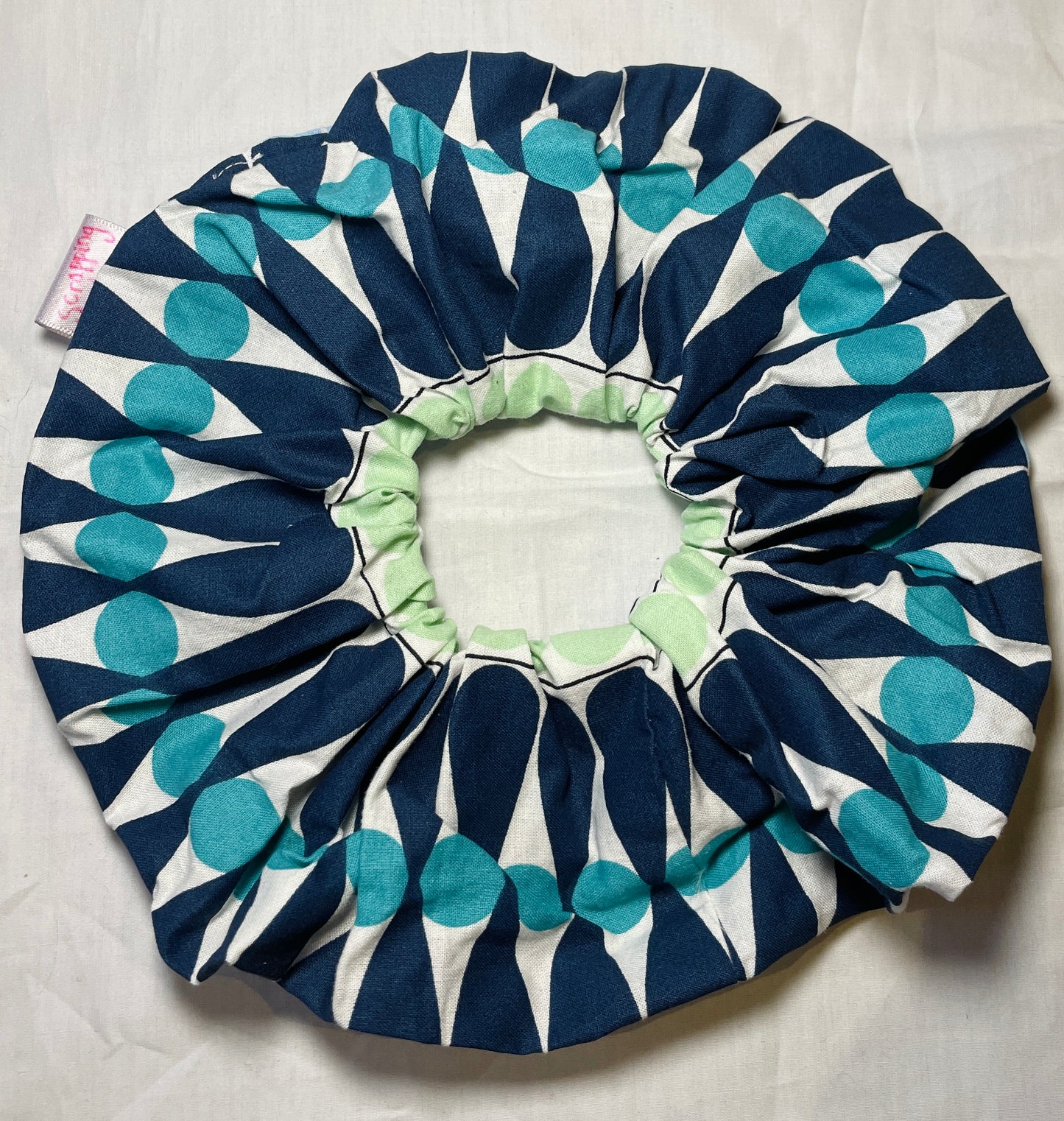 Handmade Blue Geometric Giant Hair Scrunchie