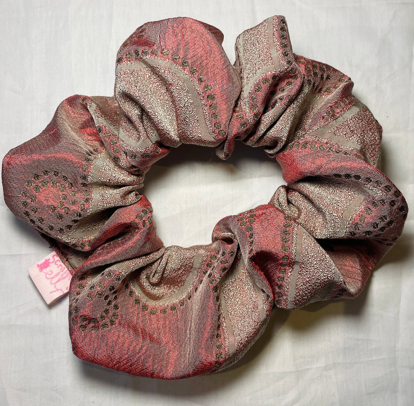 Handmade Pink Floral Silk Giant Hair Scrunchies