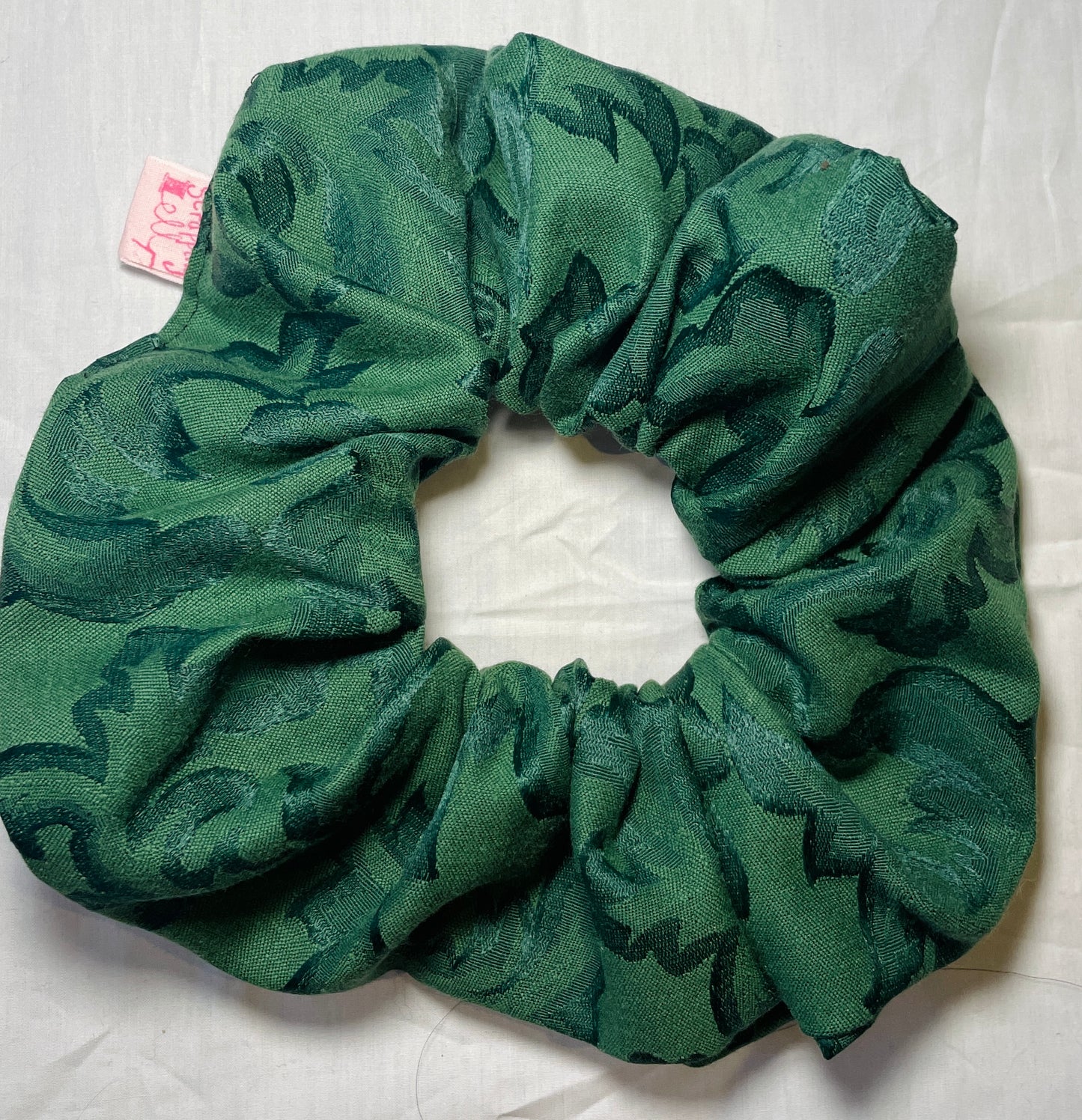 Handmade Green Floral Silk Giant Hair Scrunchie