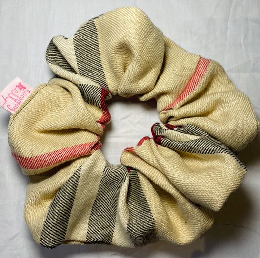 Handmade Beige Check Giant Hair Scrunchie