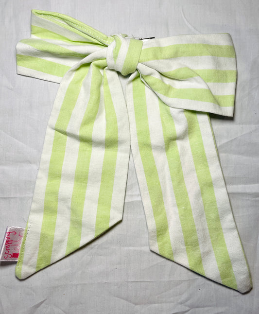Handmade Green Stripe Hair Bow