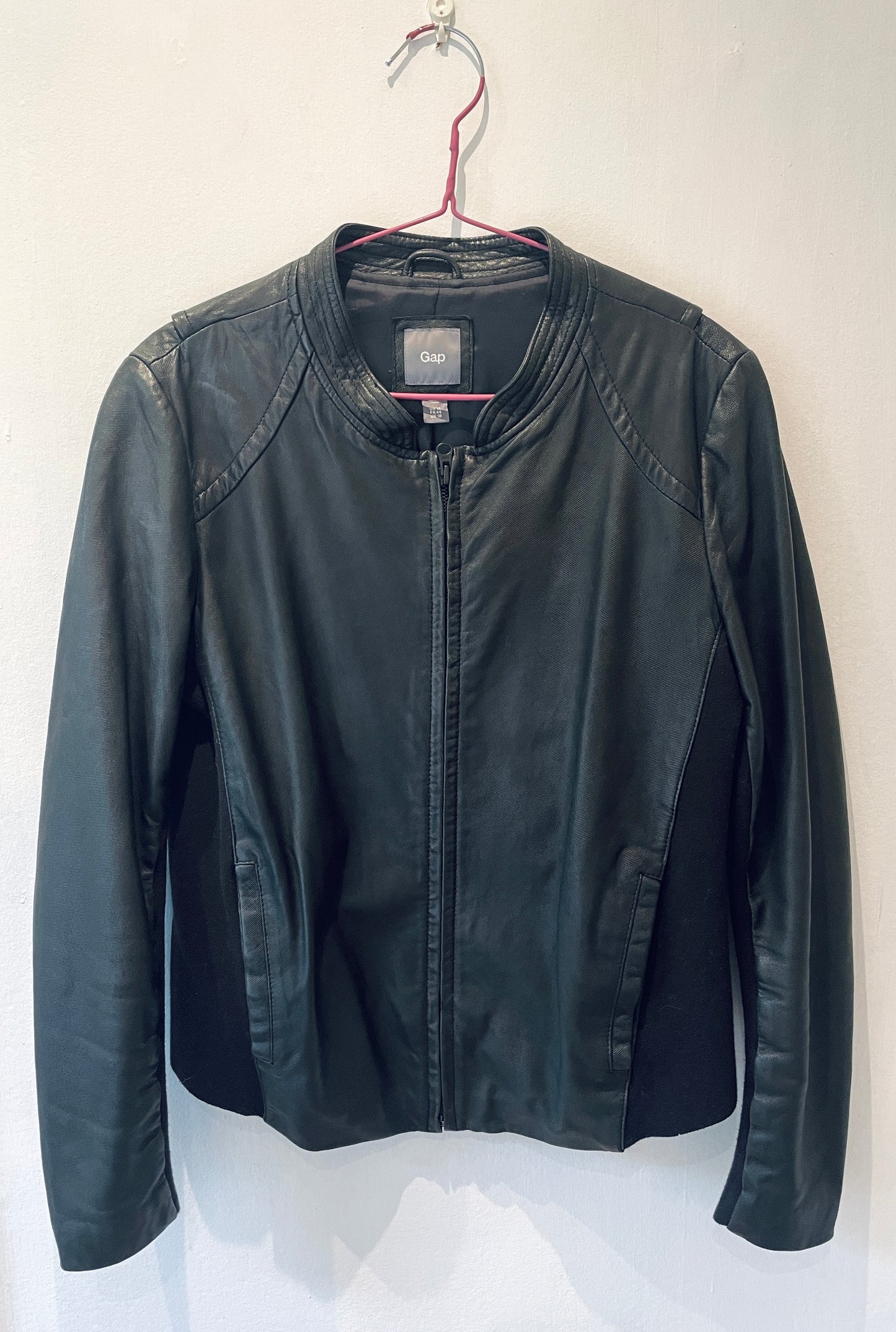 Vintage Y2K Black Leather Jacket with Fabric Panels - Up To Size 12