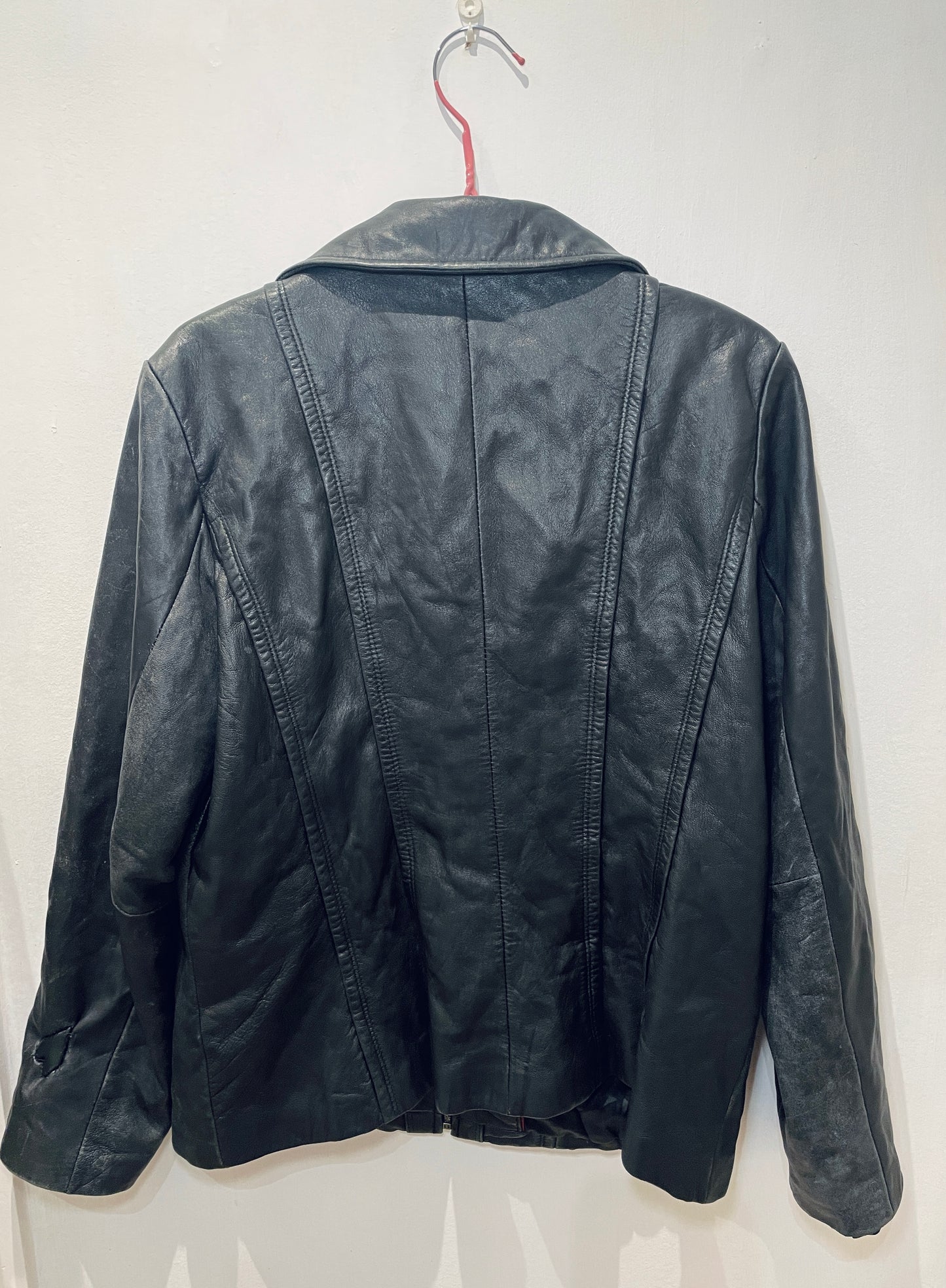 Vintage 90s Kenneth Cole Black Panelled Leather Jacket - Up To Size 12