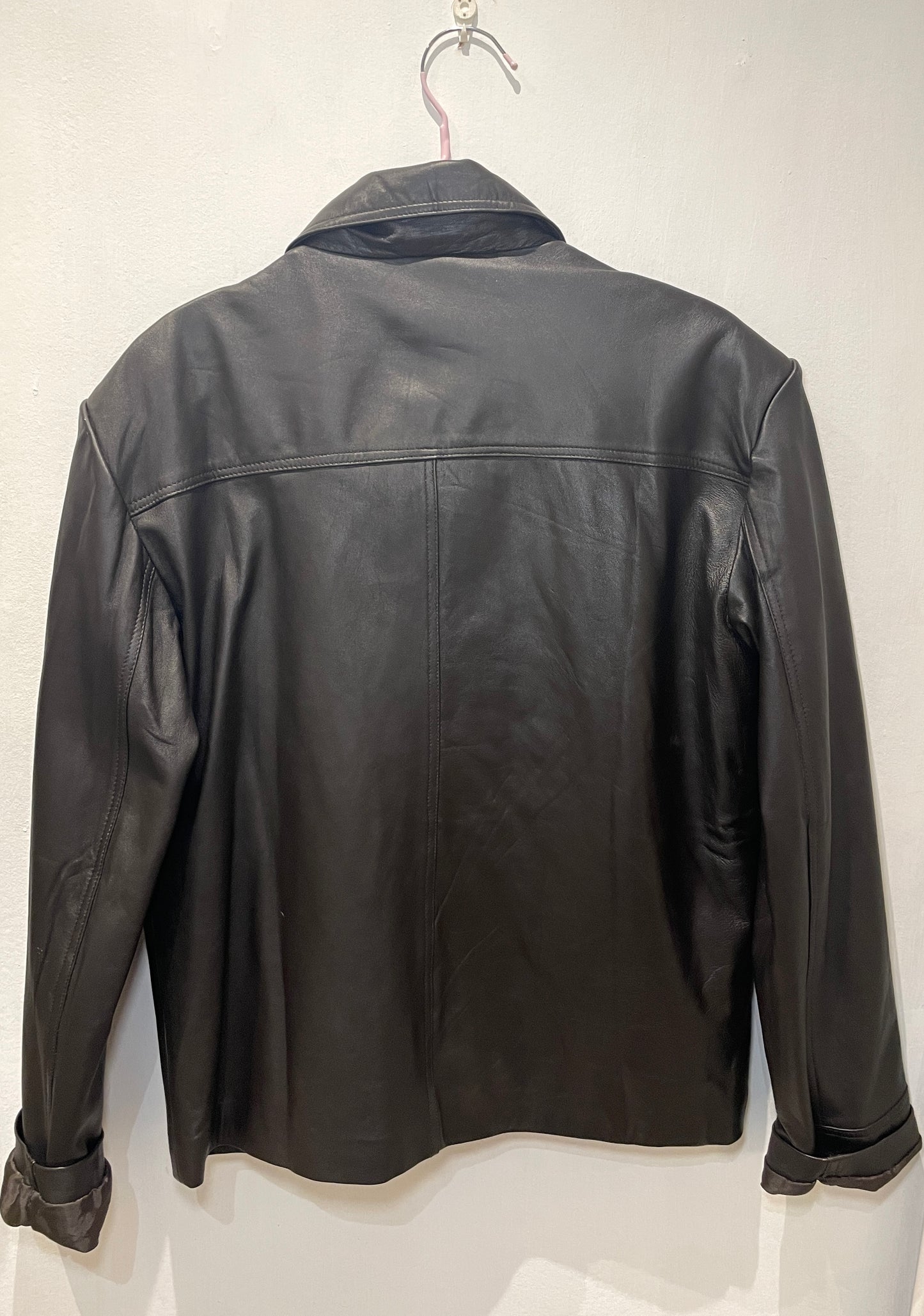 Vintage 90s Dark Brown Unisex Leather Biker Jacket - Up To Size 16