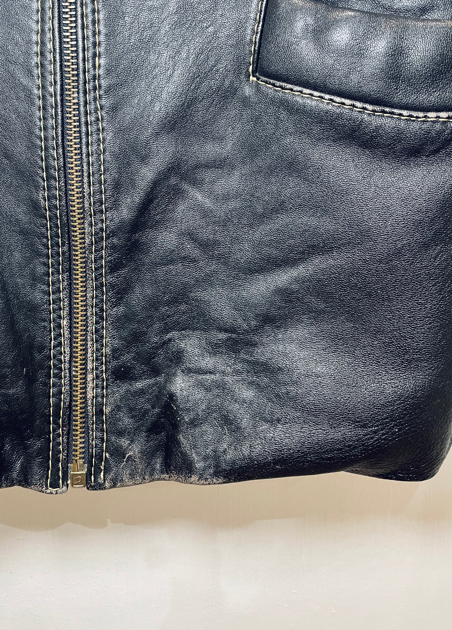 Vintage 90s Black Utility Long Sleeveless Leather Jacket - Up To Size 12